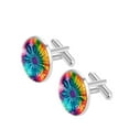 thumbnail image 2 of Tie Dye Elegant Stainless Steel Cufflinks for Formal Attire - for Weddings and Business Meetings, 2 of 6