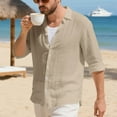 thumbnail image 4 of Mens Shirts Mens Summer Linen T Shirts Casual Button Down Shirts Long Sleeve Collared Tees, 4 of 8