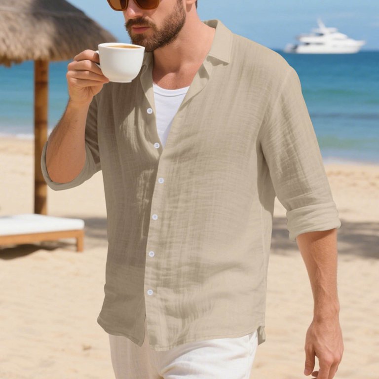 Guangcheng Work Shirts for Men Button Down Loose Fit Breathable Long Sleeve V Neck Lapel Comfy Dress Shirts, Men's, Size: Medium Guangcheng Work Shirts for Men Button Down Loose Fit Breathable Long Sleeve V Neck Lapel Comfy Dress Shirts, Men's, Size: Medium