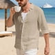 thumbnail image 4 of Seeotter Button Down Linen Shirts for Men Casual Long Sleeve Regular Fit Cotton Beach Shirts with Pocket, 4 of 7