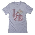 thumbnail image 1 of LOVE Baseball - LO VE Stacked with Vintage Ball Men's Grey T-Shirt, 1 of 2