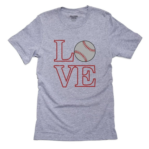 LOVE Baseball - LO VE Stacked with Vintage Ball Men's Grey T-Shirt