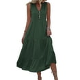 thumbnail image 3 of GXFC Women Swing Dress Sleeveless V Neck Button Tank Dress Summer Loose A-line Midi Dress Sundress for Women Beach, 3 of 5