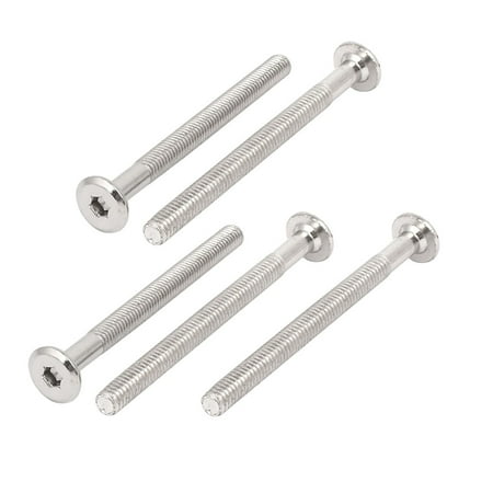 Nickel Cremone Bolt - Uxcell M6x70mm Metal Nickel Plated Hex Socket Head Furniture Bolts Connector Fastener (5-pack)