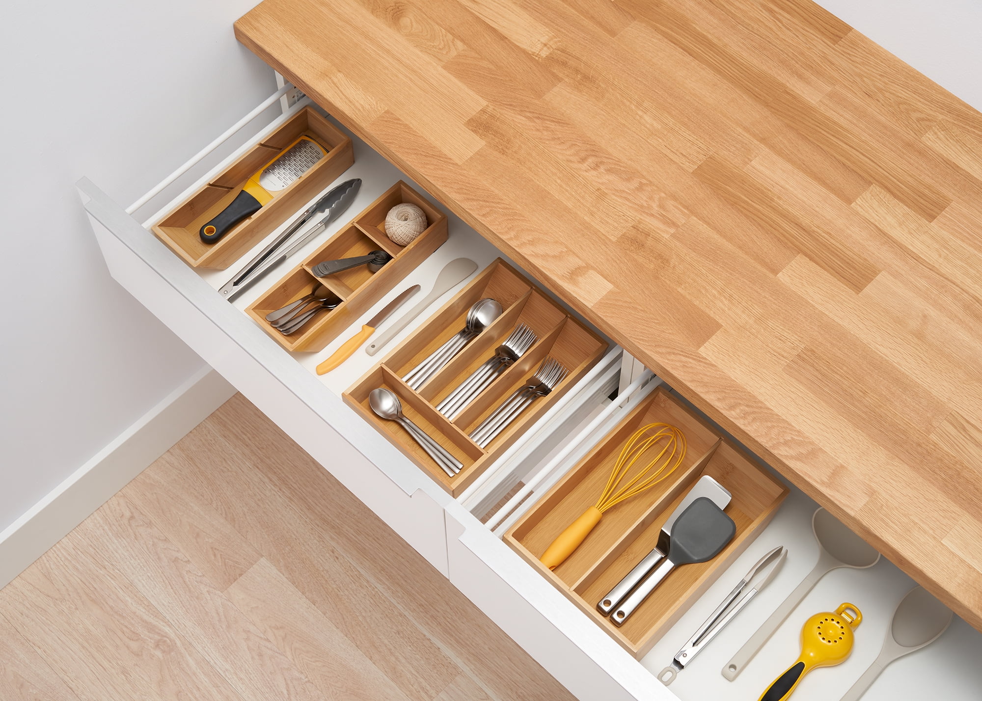 TRINITY EcoStorage® | 4-Piece Bamboo Drawer Organizer | w/ Dividers