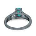 thumbnail image 4 of Halo Split Shank Oval Ring Black Tone Paraiba Tourmaline CZ 925 Sterling Silver Size 10, 4 of 7