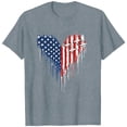 thumbnail image 4 of successthop Patriotic Shirts for Women Heart Flags Patriotic T Shirts Holiday Tops Crewneck Short Sleeve Outfits Gray S, 4 of 5
