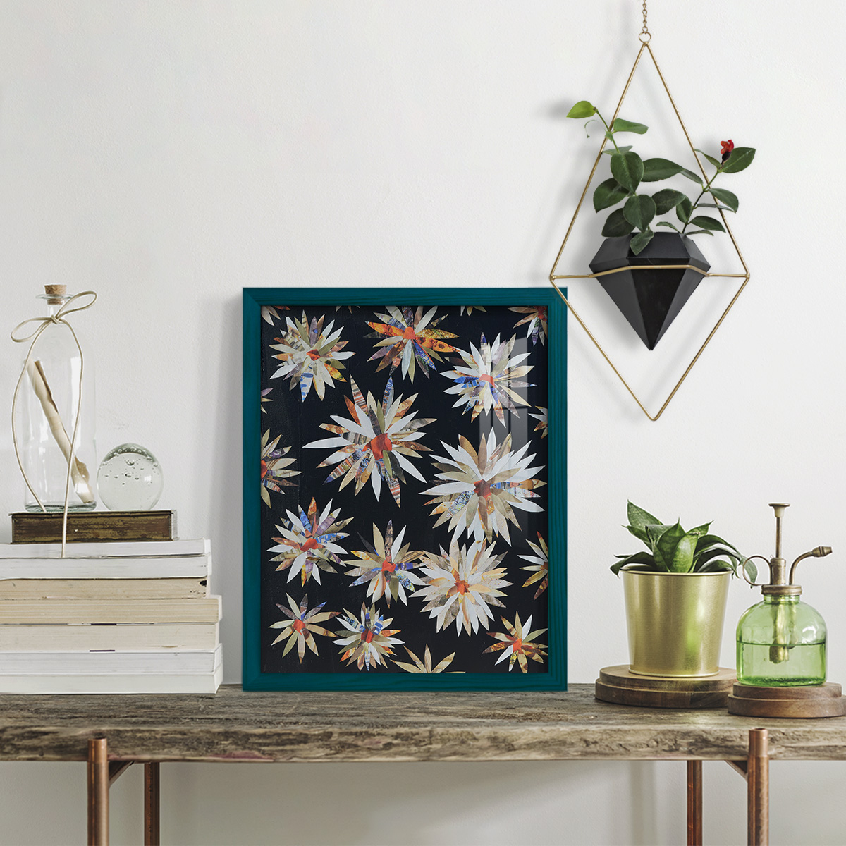 Starburst Too II - Framed Print w/glass - Ocean Blue