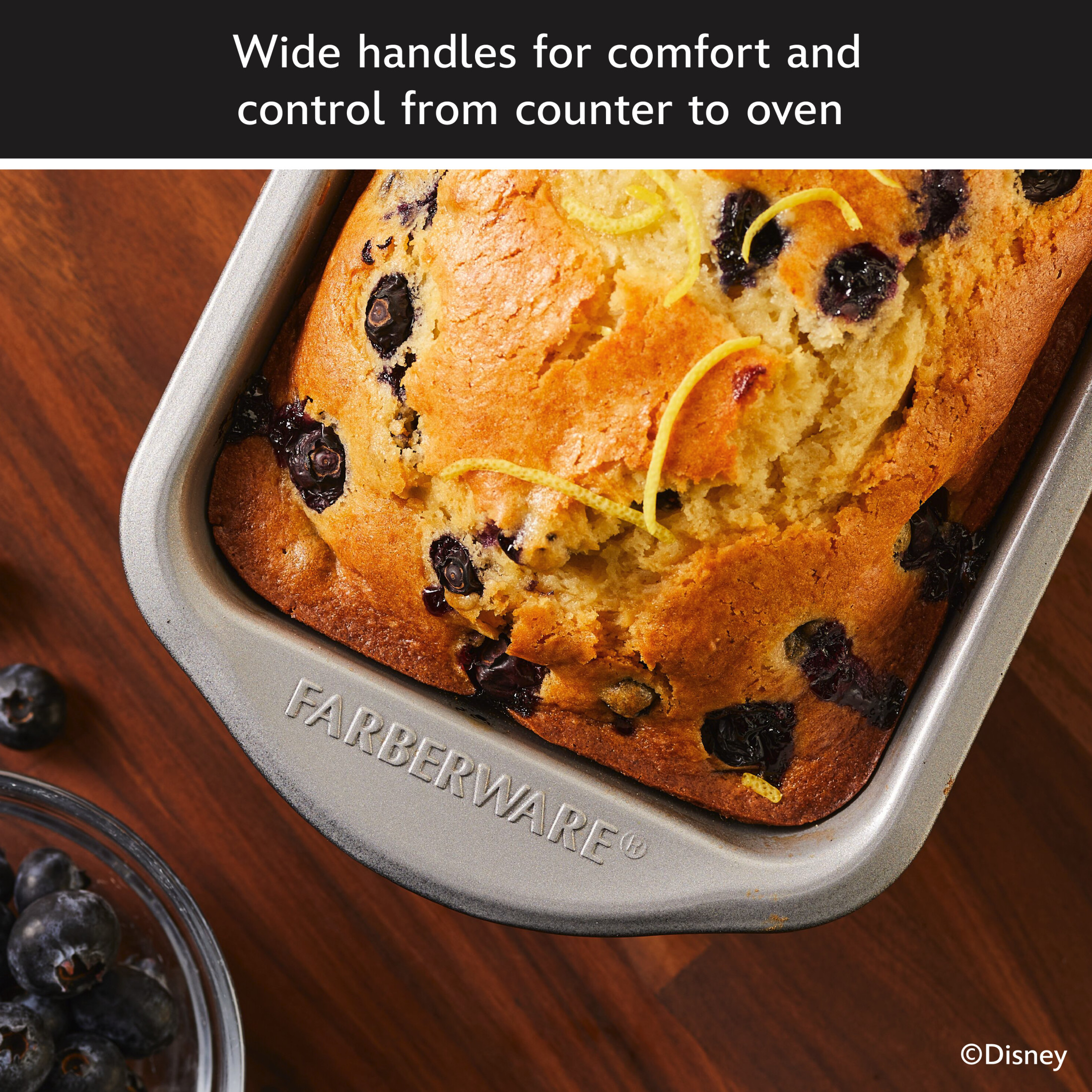 Farberware Disney Bake with Mickey Mouse 9 Inch x 5 Inch Nonstick Loaf Pan / Bread Pan / Meatloaf Pan, Dishwasher Safe and Oven Safe to 450°F, Black