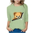 thumbnail image 2 of OKSALE 3/4 Length Sleeve T Shirts for Boys Girls Kids Cute Bear Printing Tshirt Trendy Loose Fitted Shirt Tops Casual Crewneck Tee Clothes for Children Size 7-8, 2 of 4
