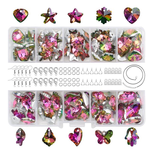 100 piezas de abalorios de cristal de forma mixta, colgante de flor de mariposa roja jinwen Colgante de joyería