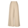 thumbnail image 5 of Fengqque Women's Elastic Waist Loose Wide Leg Pants High Waisted Business Casual Dress Pants Khaki S(S), 5 of 9