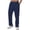 Navy, variant on Mens Casual Cotton Linen Pants Trendy Elastic Waist Summer Beach Trousers with Pockets Lightweight Loose Fit Yoga Trouser White M