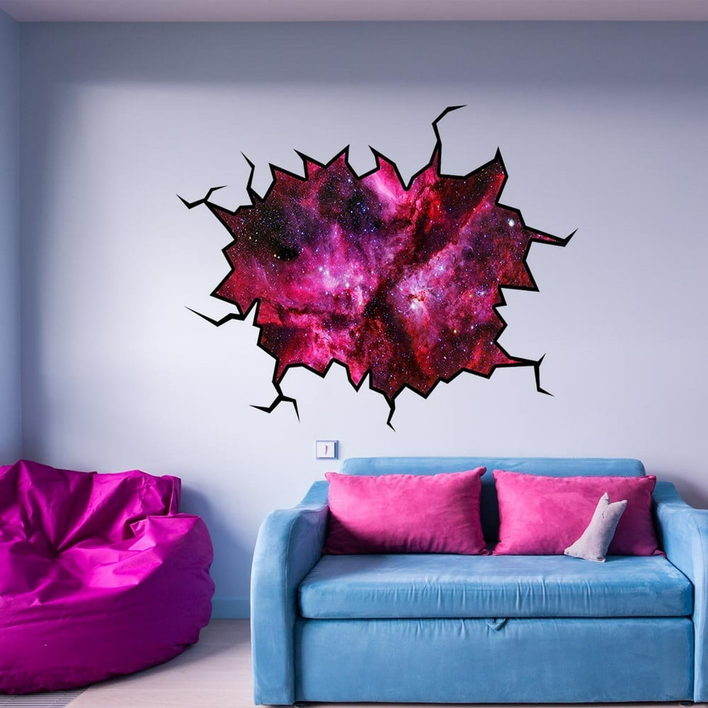 VWAQ Galaxy Wall Decal Nebula Outer Space Cosmic Sticker Hole In The