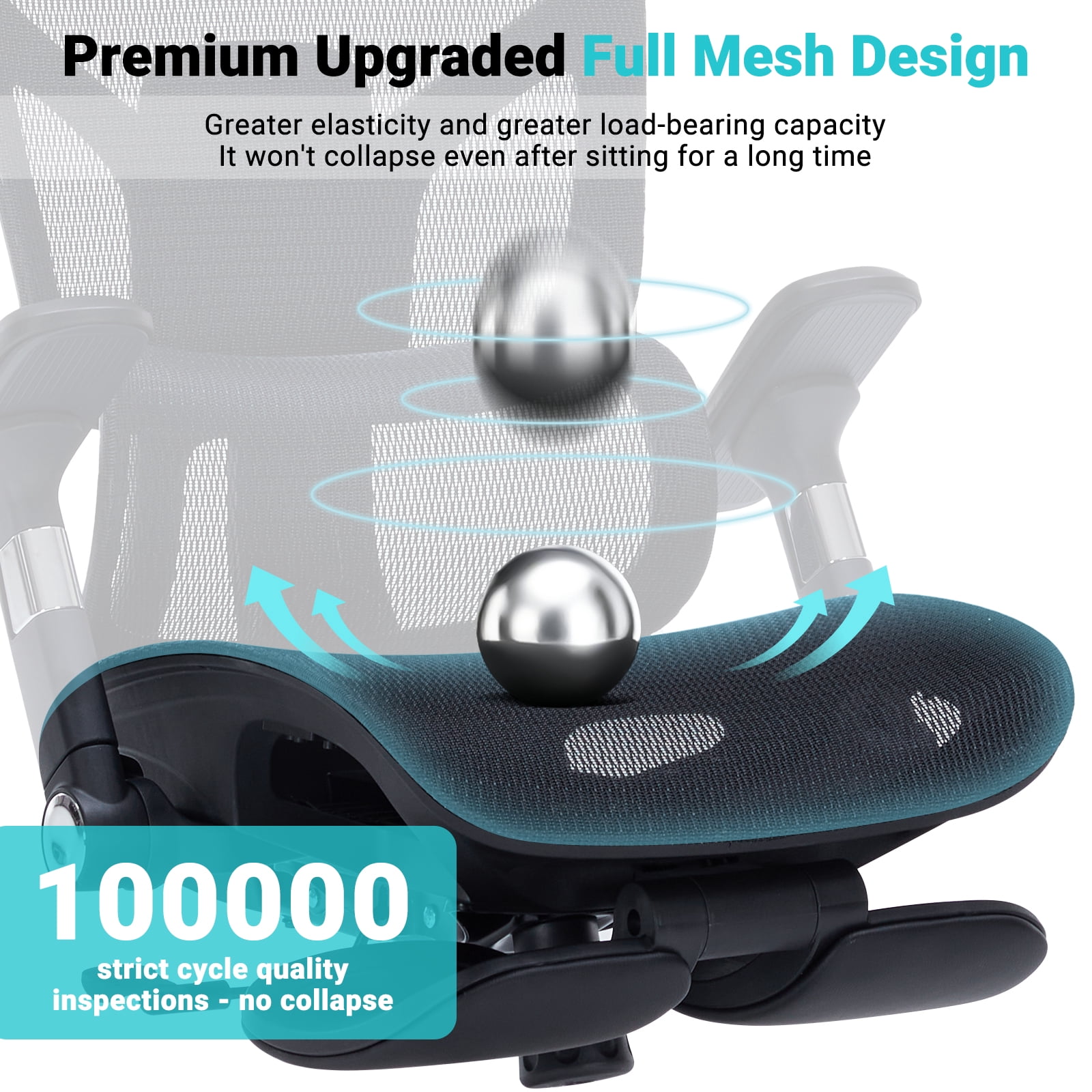 400lbs Ergonomic Office chair with Footrest, High-Back Mesh Desk chair with Adjustable Lumbar Support & Headrest & Armrest, Comfy Computer Gaming chair with Heavy Duty Base for Work, Home & Gaming