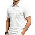 thumbnail image 2 of Polo Shirts for Men Summer Short Sleeve Relaxed Fit Jacquard Texture Lapel Collar Business Casual Work T Shirt Golf Shirts, 2 of 7