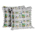 thumbnail image 4 of S4Sassy Tropical Leaves|Leopard & Girl Scene White Cotton Flex Living Room Tassel Sofa Cushion Cover Printed Home Decor Pillow Cases 2Pcs-18 x 18 Inches, 4 of 5