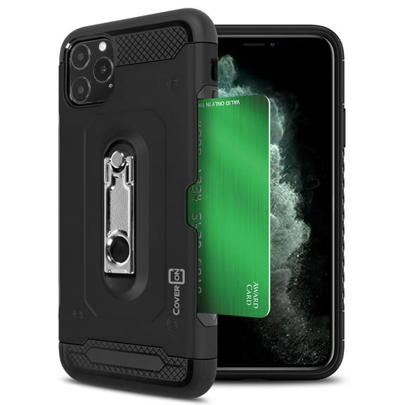 CoverON Apple iPhone 11 Pro Case with Kickstand and Credit Card Holder Slot - Zipp Series - Heavy Duty Hybrid Phone Cover