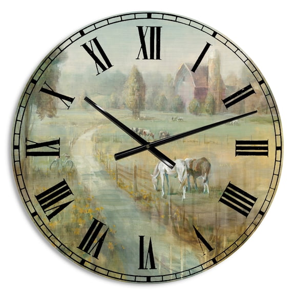 Designart Oversized Green Analog Round Farmhouse Modern Wall Clocks, CLM30545-C23