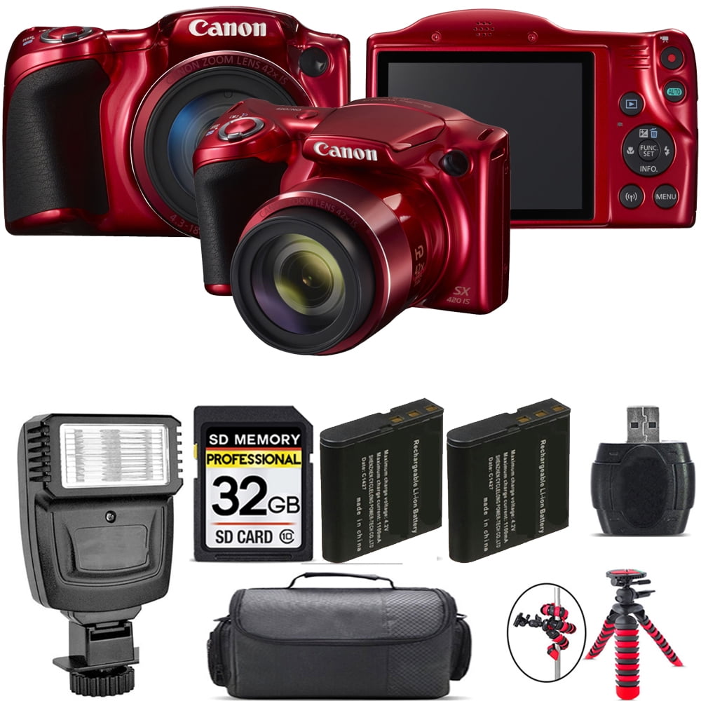 Canon PowerShot SX420 IS Digital Camera (Red) + Extra