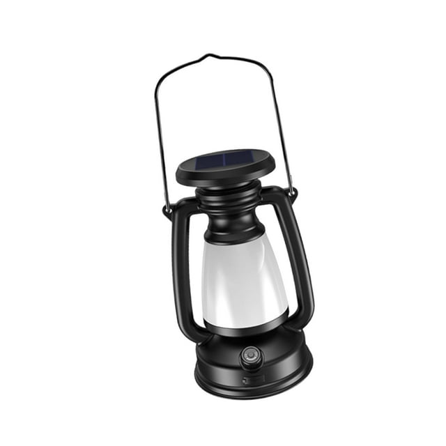 Farol vintage para exterior, decoración de paisaje, lámpara de mesa, ligero, regulable, colgante. L negro con solar