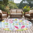 thumbnail image 4 of Happy Easter Round Area Rug 6Ft Washable Circle Rugs for Bathroom Office, Spring Watercolor Bunny Eggs Flower Blue Plaid Non-Slip Carpet Floor Mats Indoor Outdoor Carpet Runner Aesthetic Home Decor, 4 of 8