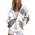 thumbnail image 2 of Dyfzdhu Zip Up Hoodie Women Trendy Feather Printed Long Sleeve Fall Jacket Hooded Sweatshirt With Pockets Plus Size, 2 of 4