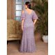thumbnail image 2 of Mgiacy plus sizeV-neck romantic three-dimensional lace patchwork chiffon multi-layer off-the-shoulder sleeve fishtail slim dress, 2 of 5