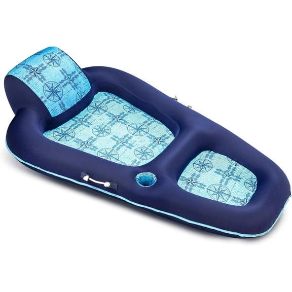 Aqua Luxury Water Pool Lounge – Extra Large – Inflatable Pool Floats for Adults with Headrest, Backrest, Footrest & Cupholder – Multiple Colors/Styles