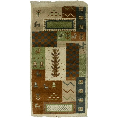 Beige Geometric 2X4 Indo-Gabbeh Oriental Rug