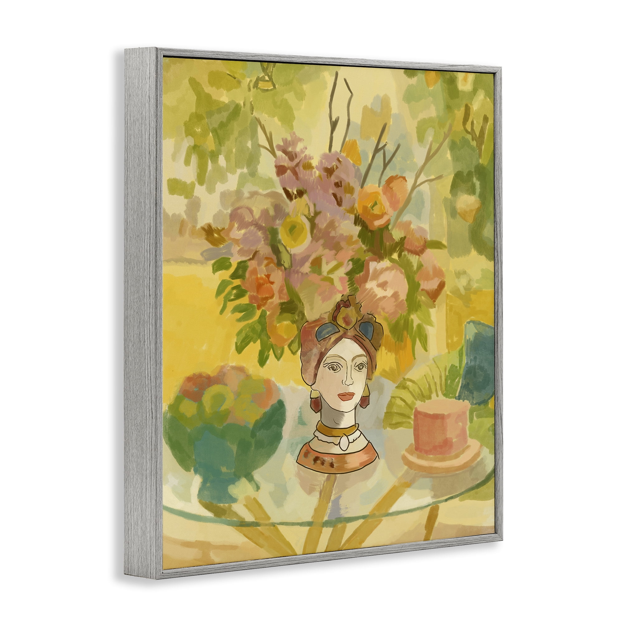 Stupell Industries Flower Head Vase Gray Framed Giclee Art, design by Amelia Noyes