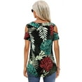 thumbnail image 3 of JYLFC Women T-Shirts Cold Shoulder Tropic Floral Print Short Sleeve Tee, Black 2XL, 3 of 4