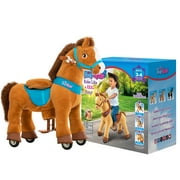 PonyCycle Kid-Powered Ride-On Horse Toy, No Battery, Hand Brake, Ages 3-4, Brown, E337