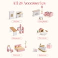 thumbnail image 6 of ROBUD 28pcs Wooden Dollhouse Furniture Set Accessories Pretend Play Toys Gift for Girls Boys & Toddlers 3+,Pink, 6 of 10