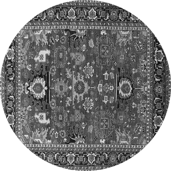 Ahgly Company Indoor Round Oriental Gray Industrial Area Rugs, 8' Round