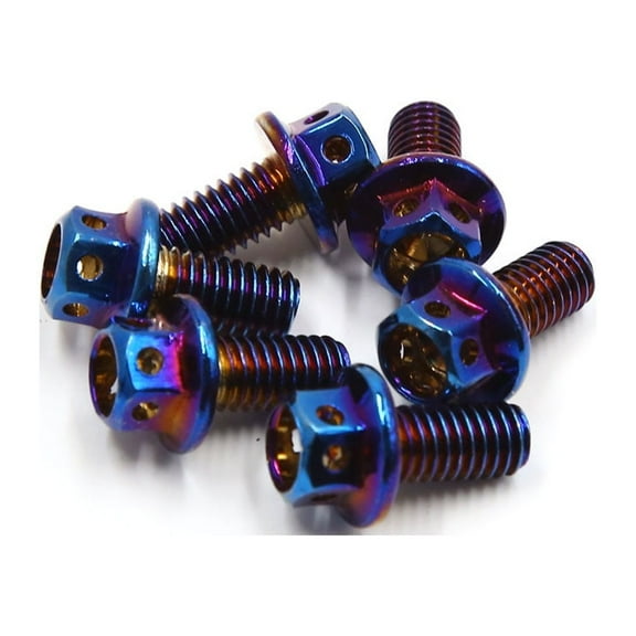 Unique Bargains 6Pcs Colorful Titanium Alloy Motorcycle Hexagon Bolts Screws Fastener M6 x 10mm
