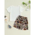 thumbnail image 5 of Toddler Baby Boy Shorts Set 6 12 18 24 Months 2T 3T 4T Letter/Dinosaur/Duck Embroidery Short Sleeve T-shirts Elastic Waist Shorts 2 Piece Summer Outfit, 5 of 8