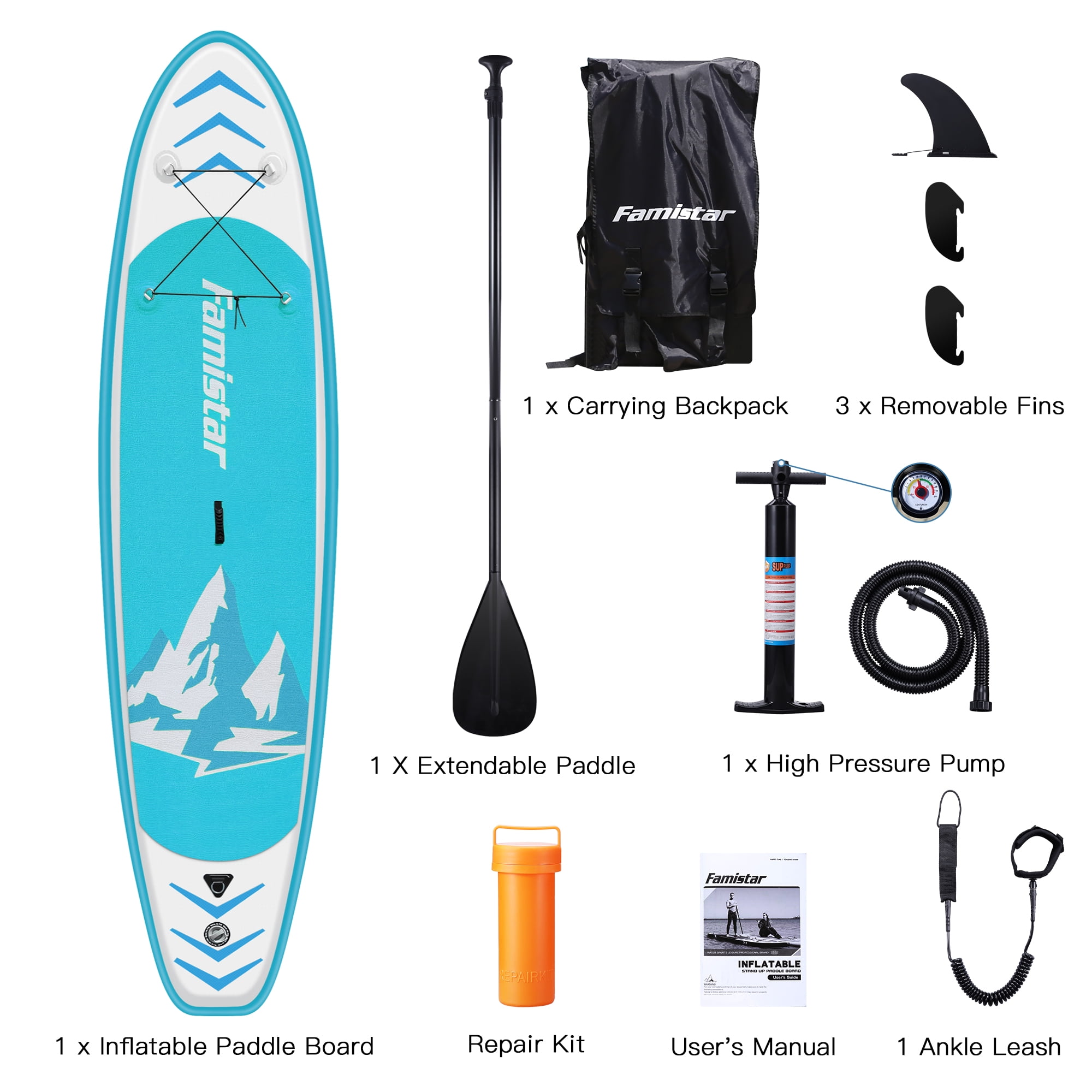 12 ft Inflatable Stand Up Paddle Board for Surfing, Fishing, Yoga, Playing