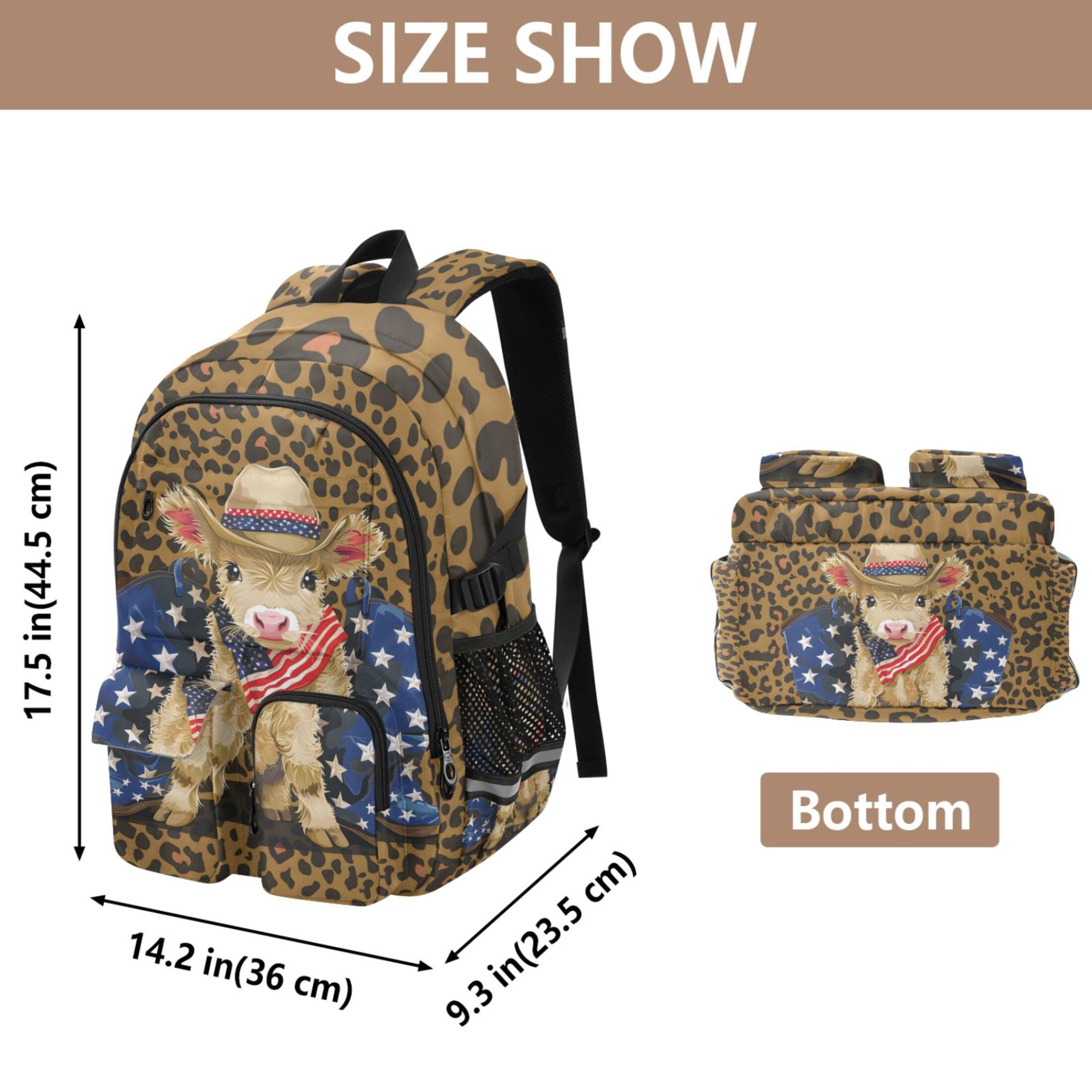 ALAZA Highland Cow Leopard Print Student Backpack School Bookbag Large Laptop Daypack Travel Bag
