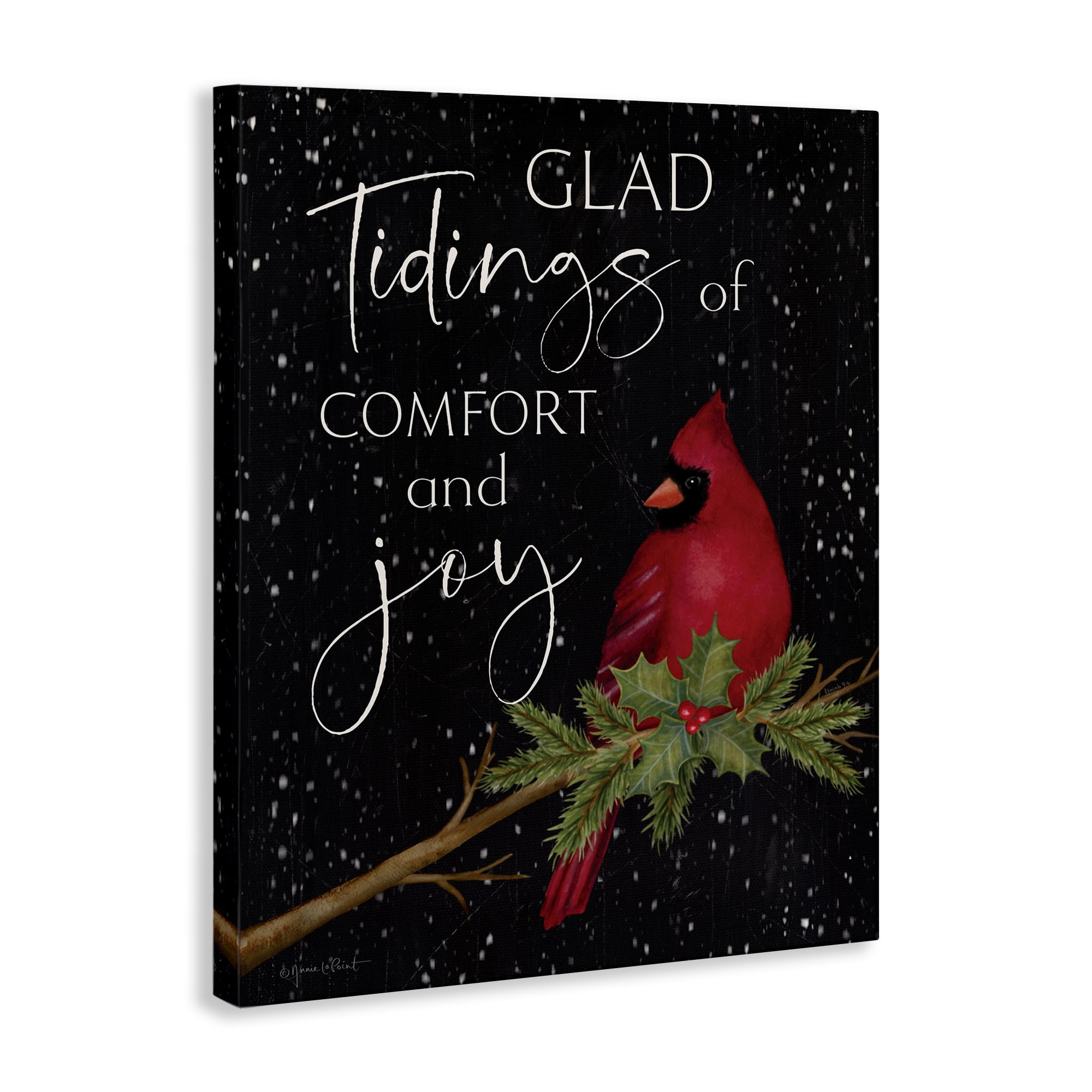 Stupell Industries Comfort & Joy Cardinal Holiday Painting Gallery Wrapped Canvas Art Prints Wall Art, 16 x 20