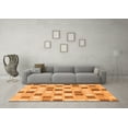 thumbnail image 3 of Ahgly Company Indoor Round Checkered Orange Modern Area Rugs, 8' Round, 3 of 4