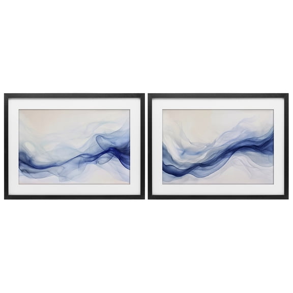 Stupell Industries Dreamy Indigo Mist 2 Piece Black Framed Print Under Glass Set design by Andrea Haase, 14 x 20