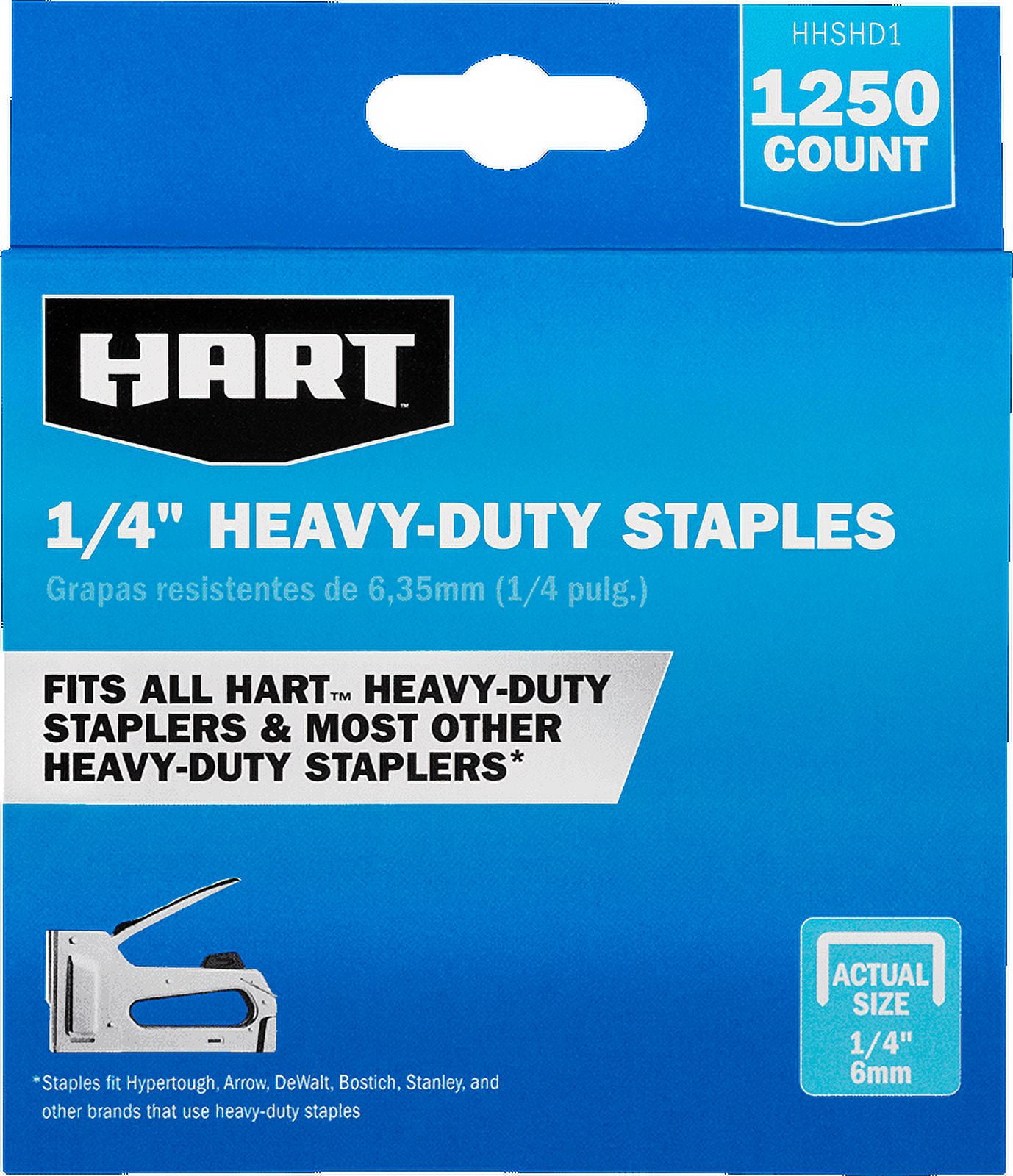 (4 pack) HART Heavy Duty 1/4 inches Staples (1,250 Count), New Condition
