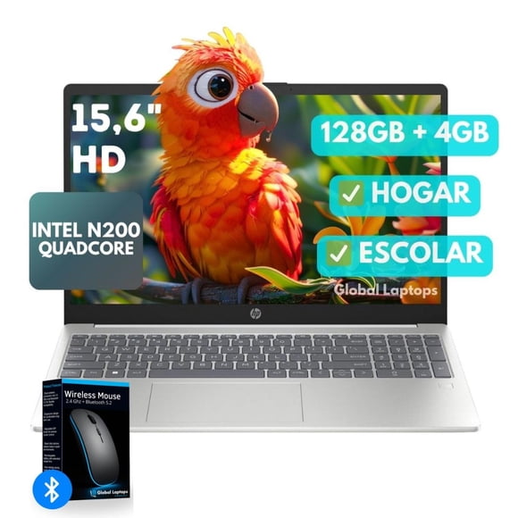 HP Pavilion 15-fd0084 Intel N200 4 GB RAM 128 GB UFS 15.6 HD Laptop Con Regalo