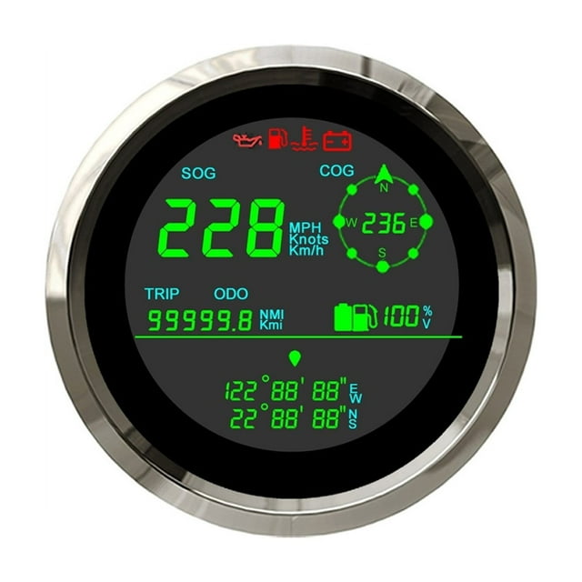 Digital 85mm Multi-function GPS Speedometer 0-299km/h MPH Knots ODO Direction Fuel Gauge Voltmeter For Car Motorcycle With Alarm