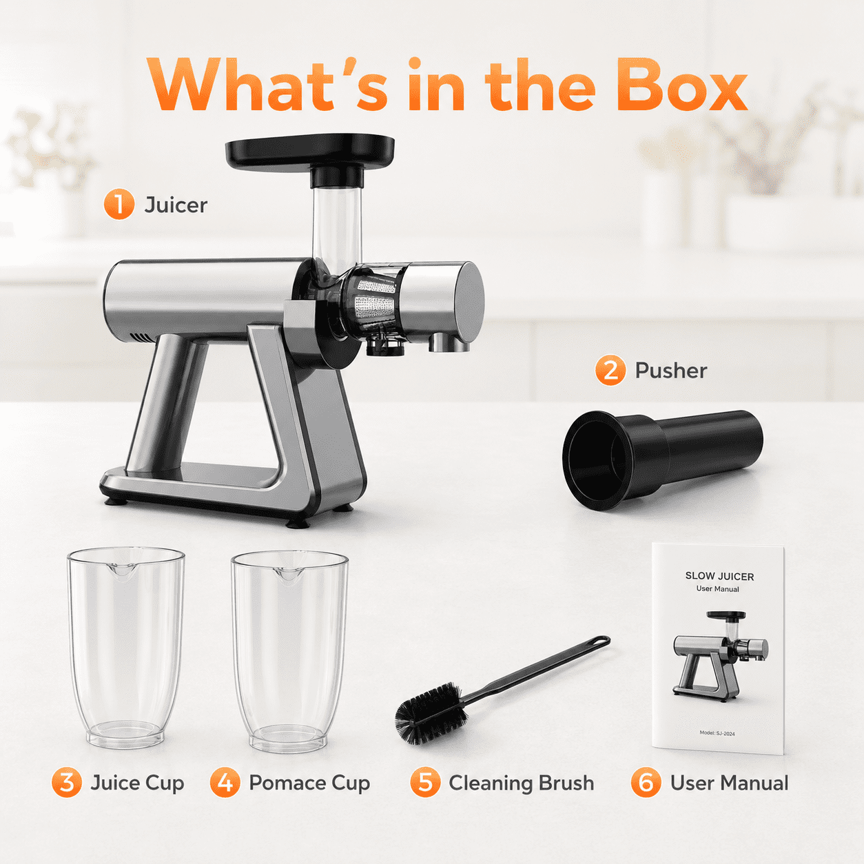 NICWIN Masticating Cold Press Juicer Machine, Slow Juice Extractor with Upgraded Fine Filter for Vegetables and Fruits, High Juice Yield & Easy to Clean, Gray