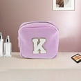 thumbnail image 5 of Unique Bargains 1 Pc Letter K Pattern Makeup Bag for Travel Pink Purple Corduroy, 5 of 6