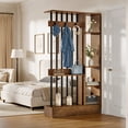 thumbnail image 5 of Fnova 71" Wall Room Divider with Shelves & Coat Hooks, Farmhouse Wall Partition for Home & Office Decorative, Brown, 5 of 14