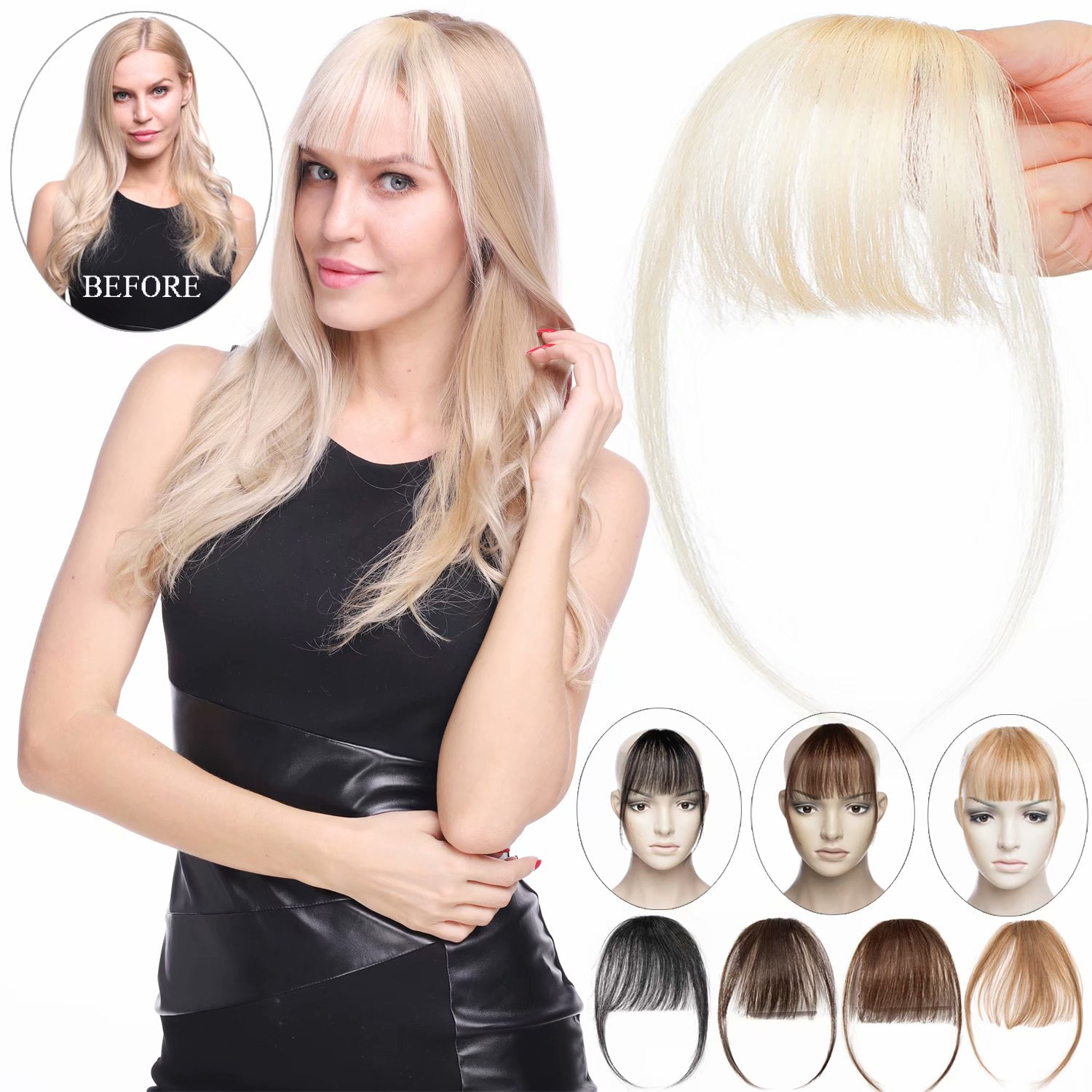 Benehair Thin Air Bangs Fringe Clip In 100 Real Remy Human Hair