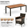 thumbnail image 3 of Costway 9PCS Patio Wicker Dining Set Acacia Wood Table Top Umbrella Hole Cushions Chairs, 3 of 9